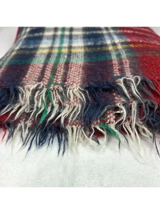 Plaid Fringe Scarf Red Multicolor Soft Warm Accessory (Mix & Match 3/$15) - Picture 5 of 7